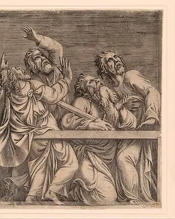 The Apostles Looking at Christ and the Virgin in a Glory of Angels (bottom left plate) by Léon Davent