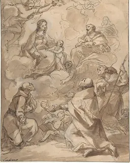 The Holy Family Appearing to St. Francis, St. Augustine, and St. Roch by Charles Joseph Natoire
