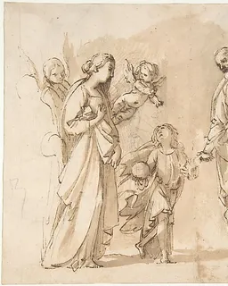 Return of the Holy Family from Egypt (recto); Studies for the Return from Egypt (verso) by Giovanni Baglione