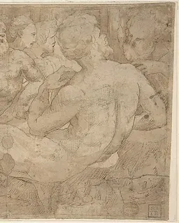 Copy in Reverse Design Orientation: Based on the Group of Reclining Figures at Left in Domenico Beccafumi's Scene of Moses Striking the Rock in the Pavement of Siena Cathedral by Domenico Beccafumi