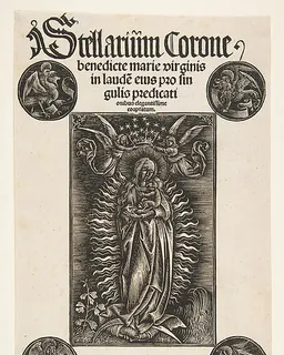 Virgin on a Crescent, title page from Pelbartus de Temesvar's "Stellarium corone" by Daniel Hopfer