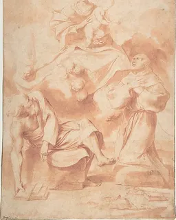 The Virgin and Child Appearing to Saint Anthony of Padua and a Hermit by Giovanni Angelo Canini