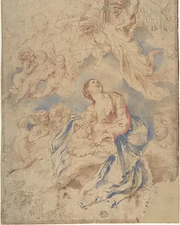 Nativity with Angels by Giovanni Benedetto Castiglione (Il Grechetto)