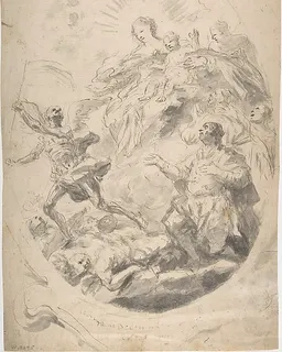 The Virgin and Child Intervening for Victims of the Plague (recto); Seated Female Figure (verso) by Geronimo Cenatiempo (Girolamo Cenatempo)