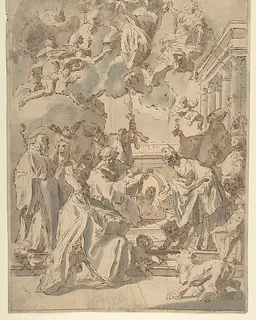 Virgin and Child in Glory with Angels and Saints by Anonymous, Italian, Venetian, 18th century