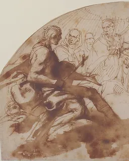 Saint John the Baptist, Saint Benedict, King David, and Other Seated Figures by Daniele Crespi