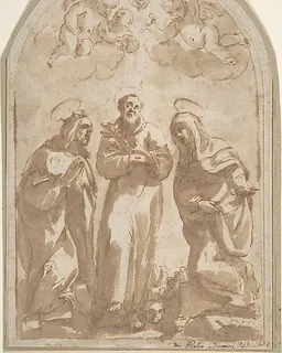 Saint Louis of France, Saint Francis, and a Female Monastic Saint by Pietro Damini (Pietro Damini da Castelfranco)