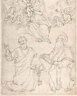 Virgin and Child Appearing in a Glory of Angels to Saint Peter and Saint Paul by Jacopo da Empoli (Jacopo Chimenti)