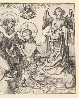 Baptism of Christ by Martin Schongauer