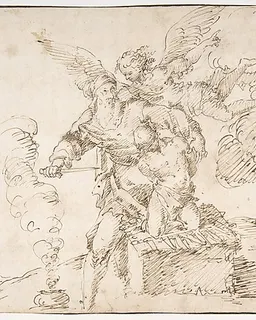 Abraham about to Sacrifice Isaac by Francesco Fracanzano