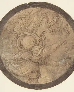 The Angel of the Annunciation (Cartoon for an Embroidery) by Raffaellino del Garbo (also known as Raffaelle de' Capponi and Raffaelle de' Carli)