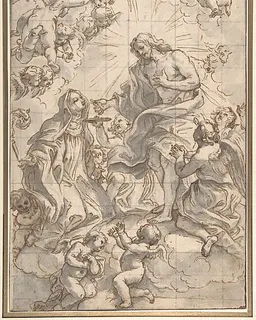 Christ Giving the Host to a Holy Abbess by Giovanni Battista Gaulli (Il Baciccio)