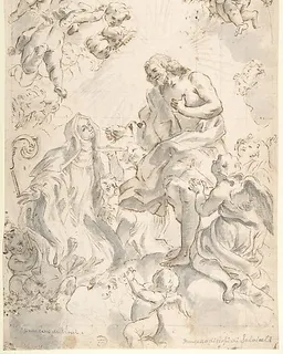 Christ Giving the Host to a Holy Abbess (after Gaulli) by Giovanni Battista Gaulli (Il Baciccio)