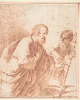 Saint Joseph Seen with his Flowering Staff, which is Held by the Christ Child by Guercino (Giovanni Francesco Barbieri)