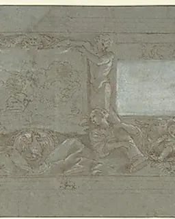 Design for a Wall Decoration with the Sacrifice of Abraham and the Flight into Egypt by Giovanni Lanfranco