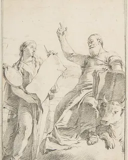Illustration for a Book: Saint Luke with a Female Allegorical Figure by Giovanni Battista Tiepolo
