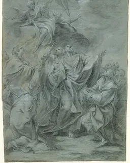The Ascension of Christ (recto); Head of a Bearded Man Looking Down (verso) by Pierre Charles Trémolières