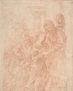 The Visitation by Anonymous, Italian, Roman-Bolognese, 17th century