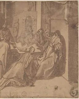 Mary Magdalen Annointing the Feet of Christ by Raffaellino da Reggio (Raffaello Motta)