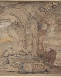 Saint Jerome in the Wilderness by Anonymous, Italian, Roman-Bolognese, 17th century