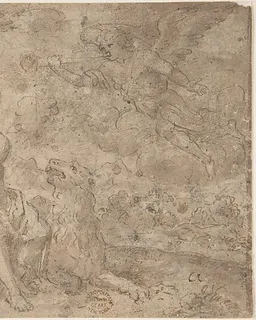 Saint Jerome in the Wilderness by Anonymous, Italian, Roman-Bolognese, 17th century