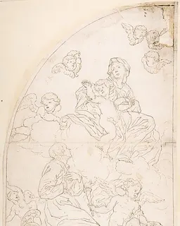Saint Adoring the Madonna and Child by Anonymous, Italian, Roman-Bolognese, 17th century