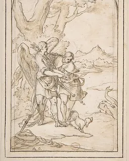 Tobias and the Angel by Anonymous, Italian, Roman-Bolognese, 17th century