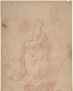 Virgin Kneeling in Prayer by Anonymous, Italian, Roman-Bolognese, 17th century