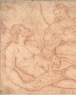 Dead Christ Mourned Over by Angels by Anonymous, Italian, Roman-Bolognese, 17th century