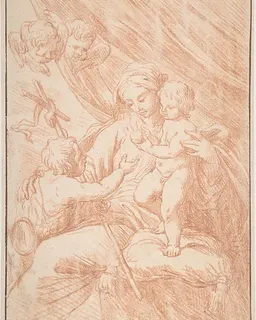 Madonna, Child, and Saint John by Anonymous, Italian, Roman-Bolognese, 17th century