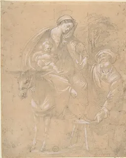 Copy of a Repose in Egypt painted by Giovanni da San Giovanni (Giovanni Mannozzi) 1592–1636, for a chapel in the Garden of Crocetta, now in the Accademia in Florence by Anonymous, Italian, Roman-Bolognese, 17th century