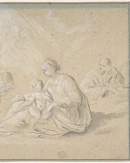 Rest on the Flight into Egypt by Anonymous, Italian, Roman-Bolognese, 17th century