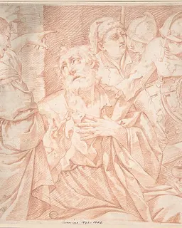 Peter Denying Christ, engraver's copy after a painting by Lorenzo Pasinelli by Anonymous, Italian, Roman-Bolognese, 17th century
