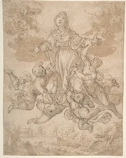 Virgin in Glory with Angels by Aurelio Lomi