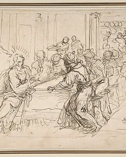 Penitent Woman Anointing the Feet of Christ at the Table of Simon the Pharisee by Jacopo Palma the Younger