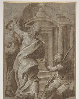 Saints Peter and John Healing a Cripple at the Gate of the Temple by Perino del Vaga (Pietro Buonaccorsi)