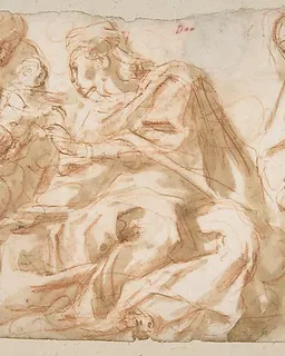 The Holy Family with Saint Elizabeth and the Infant Baptist by Cesare Pollino (Cesare dal Francia or Franchi)