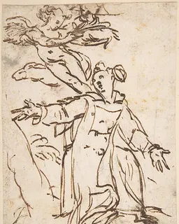 Saint Stephen Being Crowned by an Angel by Anonymous, Italian, Roman-Bolognese, 17th century