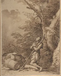 The Prodigal Son Kneeling Repentant among Swine by Salvator Rosa