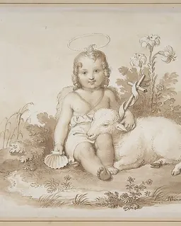Seated John the Baptist with a Lamb in a Landscape by Tommaso Minardi