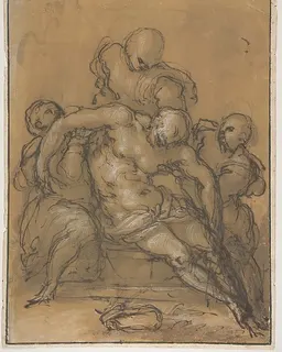 The Dead Christ Supported by Three Figures by Giovanni Battista Naldini