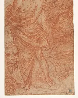 The Virgin Appearing to Saint Jerome (recto); Head of a Young Woman with Braided Hair by Flaminio Torre (Torri)