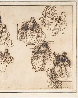 Studies for the Education of the Virgin by Agostino Masucci