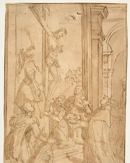 St. Thomas Aquinas Presenting His Work to the Crucified Christ by Santi di Tito