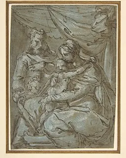 The Holy Family with the Infant Baptist by Girolamo Siciolante da Sermoneta