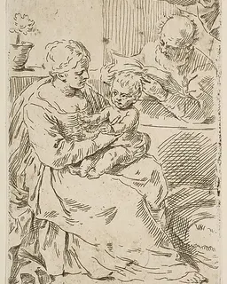 Holy Family with a Rosary, copy after Cantarini by Simone Cantarini