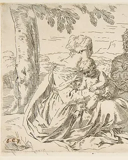 Holy Family with Saint Elizabeth and Saint John the Baptist by Simone Cantarini