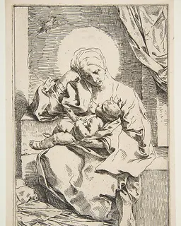 Madonna and Child with a bird by Simone Cantarini