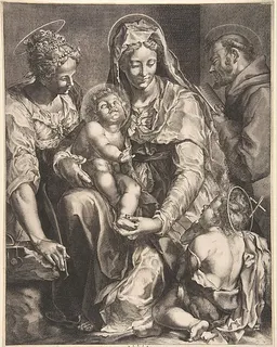 Virgin and Child with Saint Catherine, Francis of Assisi and John the Baptist by Giovanni Battista Bonacina
