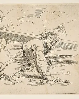 Christ bearing the cross on his back, copy after Cantarini by Simone Cantarini
